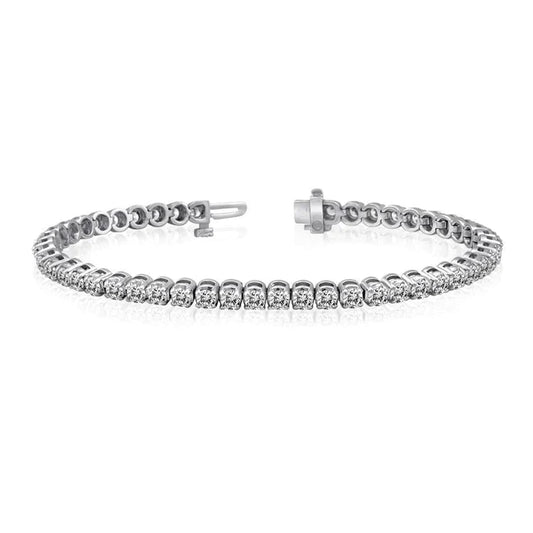 7.20 Carats Round Cut Genuine Diamond Tennis Bracelet White Gold Fine Jewelry