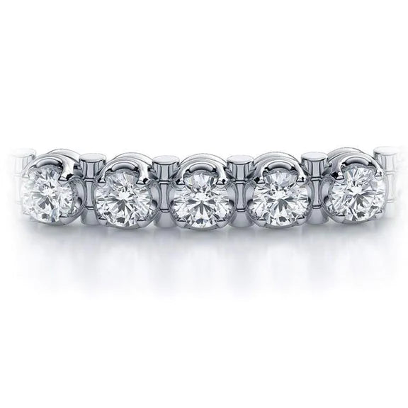 7.20 Carats Round Prong Set Real Diamond Tennis Bracelet White Gold 14K