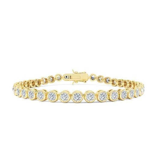 7.20 Carats Sparkling Bezel Set Natural Diamonds Tennis Bracelet