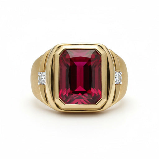 Pigeon Blood Ruby Gentleman's Ring 7.20-ct 10K Yellow Gold – main view
