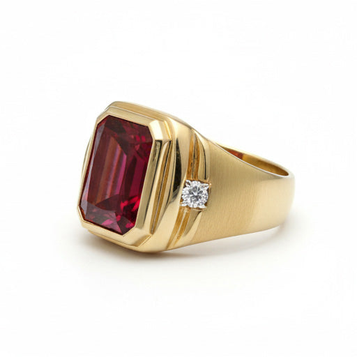Luxury Pigeon Blood Ruby Gentleman's Ring 7.20 ct – front view