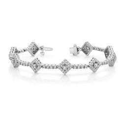 7.25 Carats Round Cut Sparkling Natural Earth Mined Diamonds Link Bracelet White Gold 14K