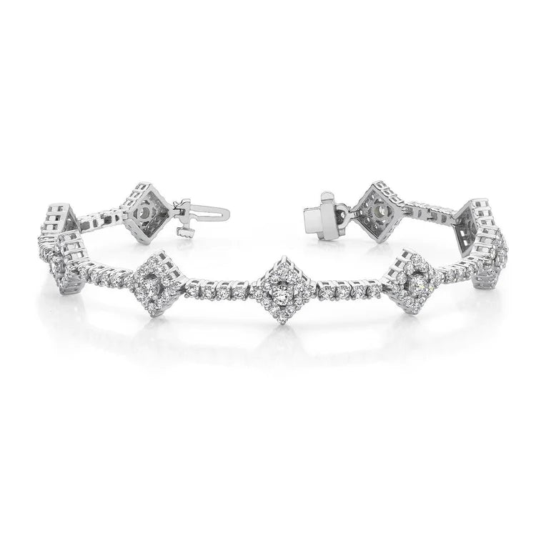 7.25 Carats Round Cut Sparkling Natural Earth Mined Diamonds Link Bracelet White Gold 14K