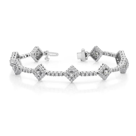 7.25 Carats Round Cut Sparkling Natural Earth Mined Diamonds Link Bracelet White Gold 14K