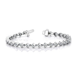7.25 Ct Princess Cut Half Lab Grown Diamond Link Bracelet White Gold Jewelry