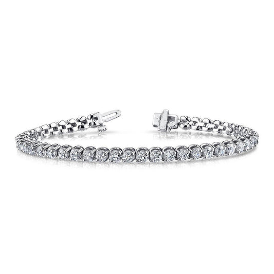 7.36 Carats Round Cut Real Diamond Bracelet Solid White Gold 14K - Tennis Bracelet-harrychadent.ca