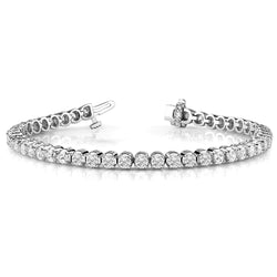 7.40 Carats Round Cut Genuine Diamond Tennis Bracelet WG 14K