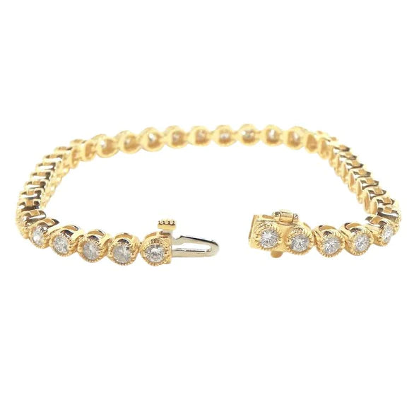 7.40 Ct Round Cut Natural Diamond Tennis Bracelet Yellow Gold Jewelry