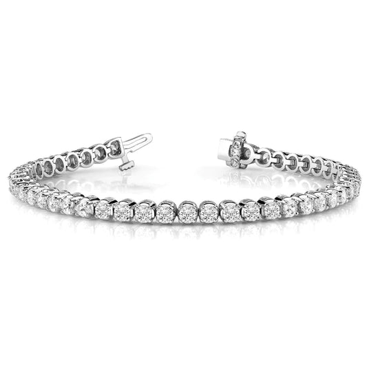 7.40 Carats Round Cut Lab Grown Diamond Tennis Bracelet WG 14K