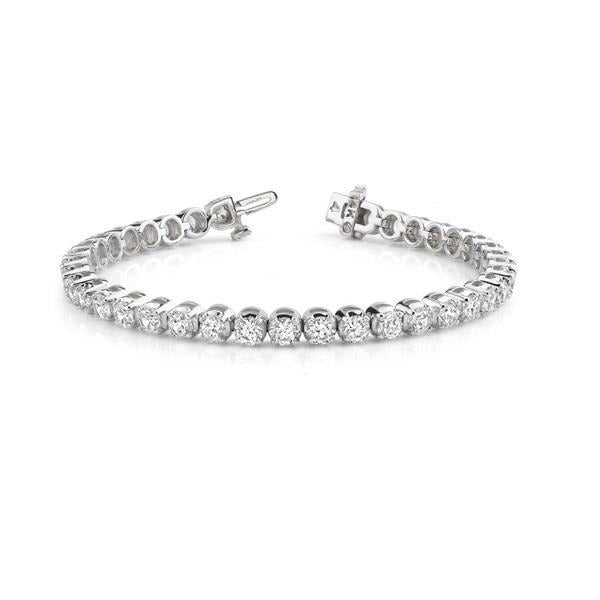 7.40 Carats Round Cut Lab Grown Diamonds Bracelet New White Gold 14K - Tennis Bracelet-harrychadent.ca