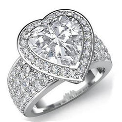 7.50 Carats Genuine Heart Natural Earth Mined Diamond Halo Ring White Gold 14K