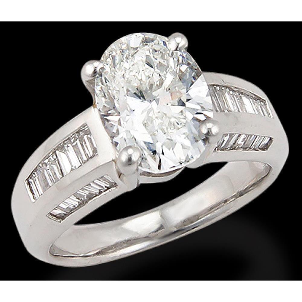 7.50 Ct. Oval Real Diamond Solitaire With Accents Ring