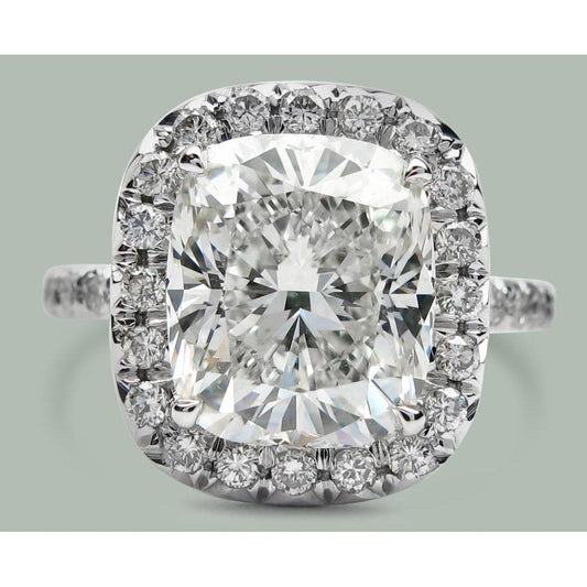 7.50 Ct Cushion Genuine Diamond Halo Engagement Ring White Gold
