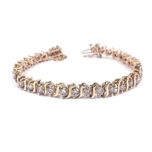 7.50 Ct Real Round Cut Diamond Ladies Tennis Bracelet Yellow Gold Jewelry