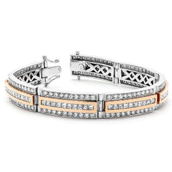 7.50 Ct Sparkling Princess And Round Cut Genuine Diamonds Men's Bracelet