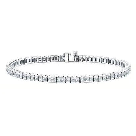 7.50 Carat Princess Lab Grown Diamonds Tennis Bracelet White Gold