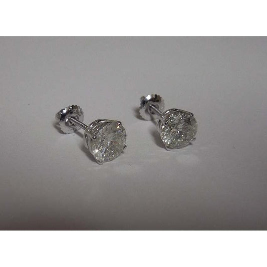 7.60 Ct. Round Cut Real Diamonds Stud Earring Big Diamonds Platinum Earring - Stud Earrings-harrychadent.ca