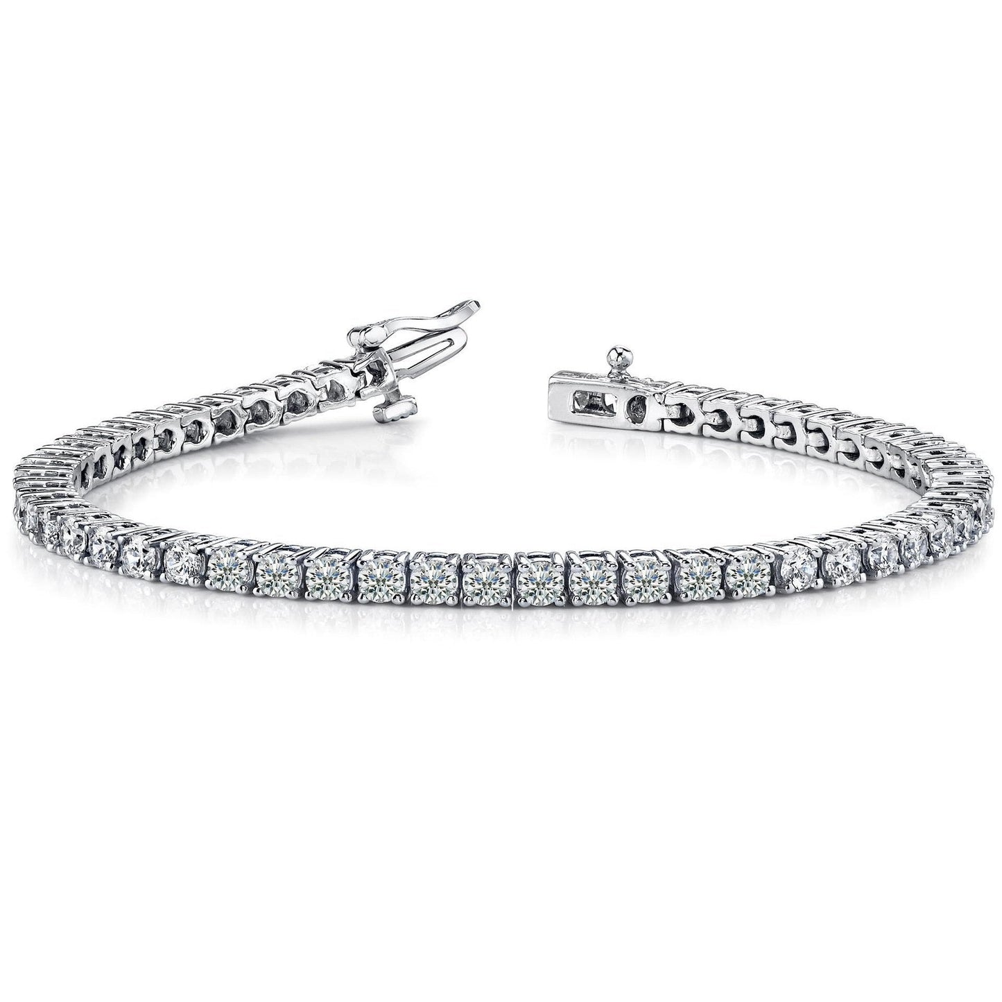 7.80 Carats Round Prong Setting Real Diamond Tennis Bracelet WG 14K