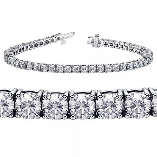 7.80 Ct Four Prong Setting Round Real Diamond Tennis Bracelet Solid Gold