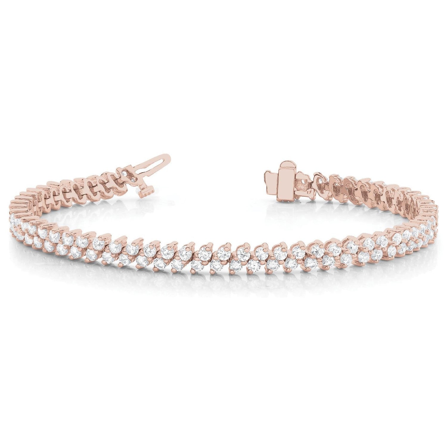 7.85 Carats Round Lab Grown Diamond Tennis Bracelet Rose Gold 14K