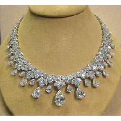 70 Ct Sparkling Real Diamonds Ladies Necklace White Gold 14K