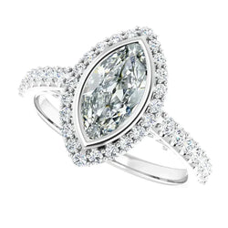 7 Carat Marquise Real Natural Earth Mined Diamond Halo Ring