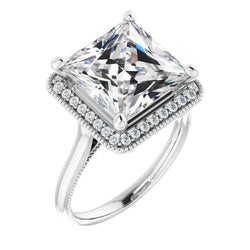 7 Carat Princess Real Natural Earth Mined Diamond Antique Style Ring