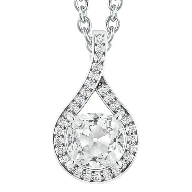 7 Carat Twisted Shank Real Diamond Pendant