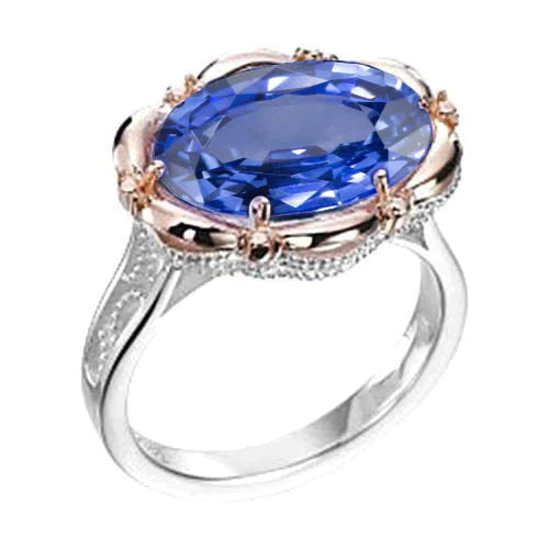 7 Carat Two Tone Sapphire Ring