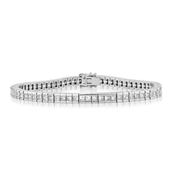 7 Carats Princess Natural Diamonds Tennis Bracelet White Gold