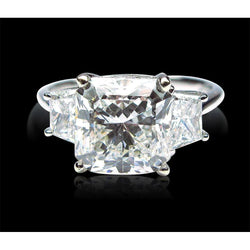 7 Carats Radiant & Trapezoid Genuine Diamond Three Stone Ring