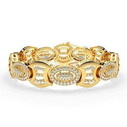 7 Carats Real Small Round Cut Diamonds Men's Bracelet Gold Yellow 14K