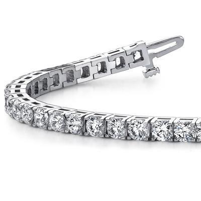 7 Carats Round Real Diamond Tennis Bracelet White Gold 14K New