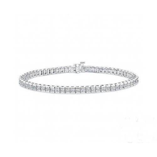 7 Ct Princess Prong Setting Real Diamond Tennis Bracelet White Gold 14K