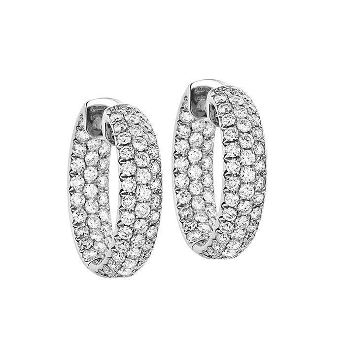 7 Ct Round Brilliant Cut Genuine Diamonds Lady Hoop Earrings White Gold