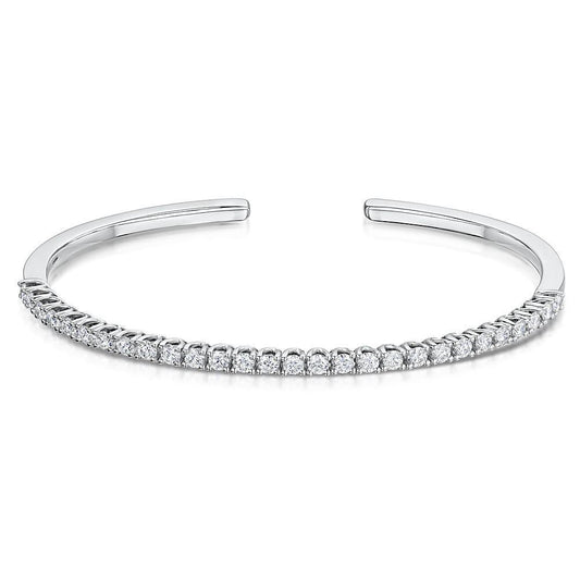 7 Ct Round Cut Natural Diamond Bangle New 14K White Gold