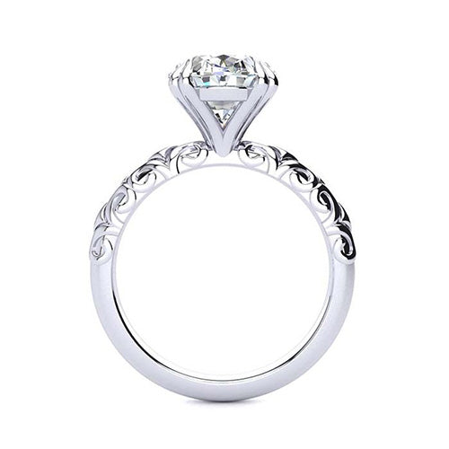 Fine Diamond Single Stone Ring 5.50-ct 14K White Gold – front view