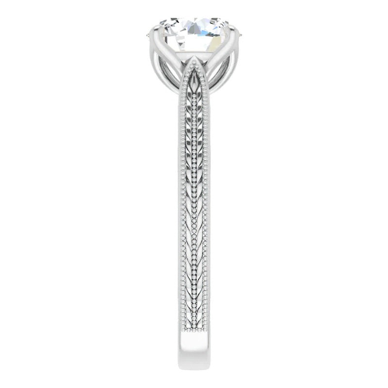 Single Stone Ring 14K White Gold with Diamond – side view