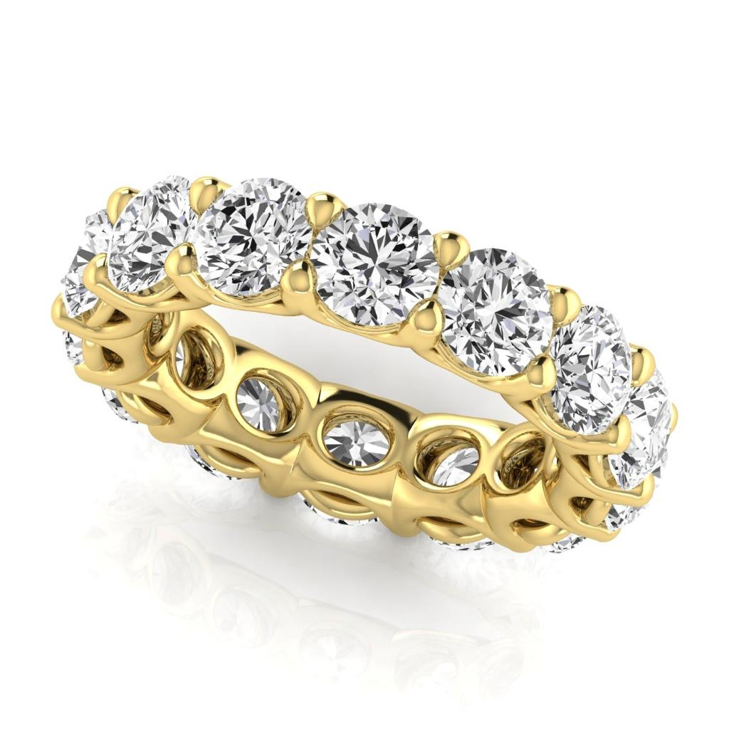 Fine Diamond Round Brilliant Eternity Band in 14K Yellow Gold – side view