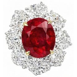 Natural Ruby Ring 6.10ct - White Gold
