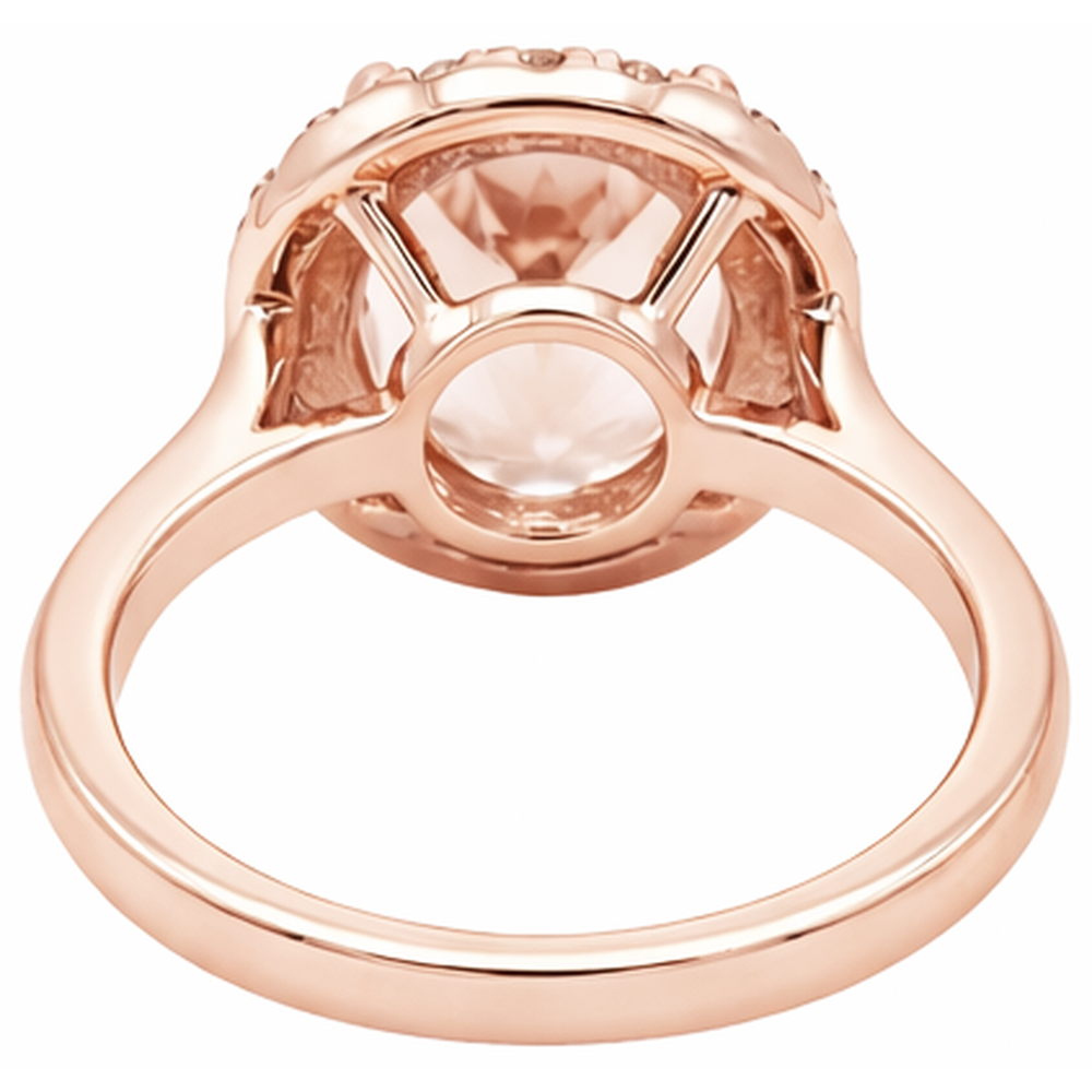 8.10 Ct Morganite Fancy Ring With Natural Earth Mined Diamond ( Not Lab Grown ) s Rose Gold 14K