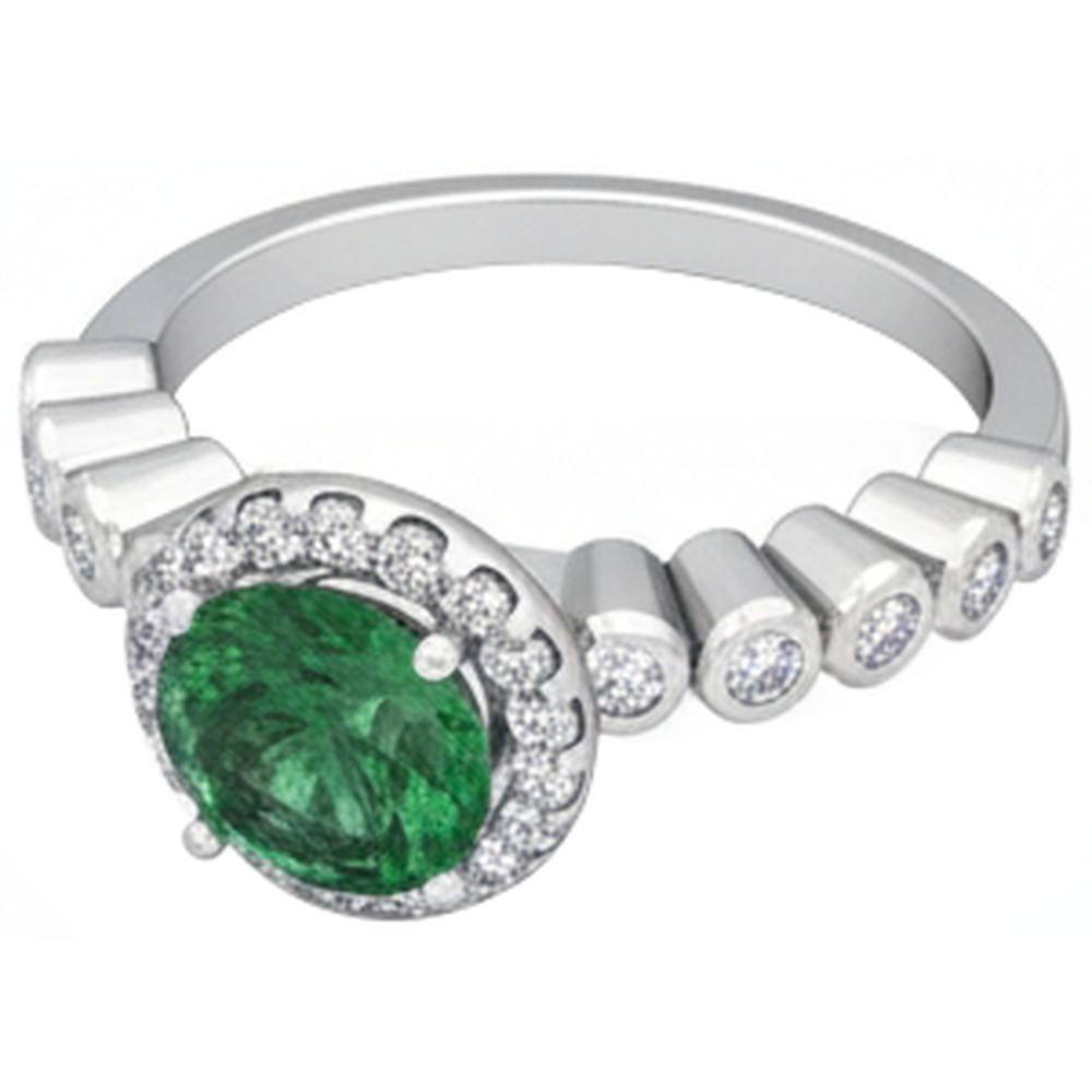 natural round emerald 8.15ct ring top view