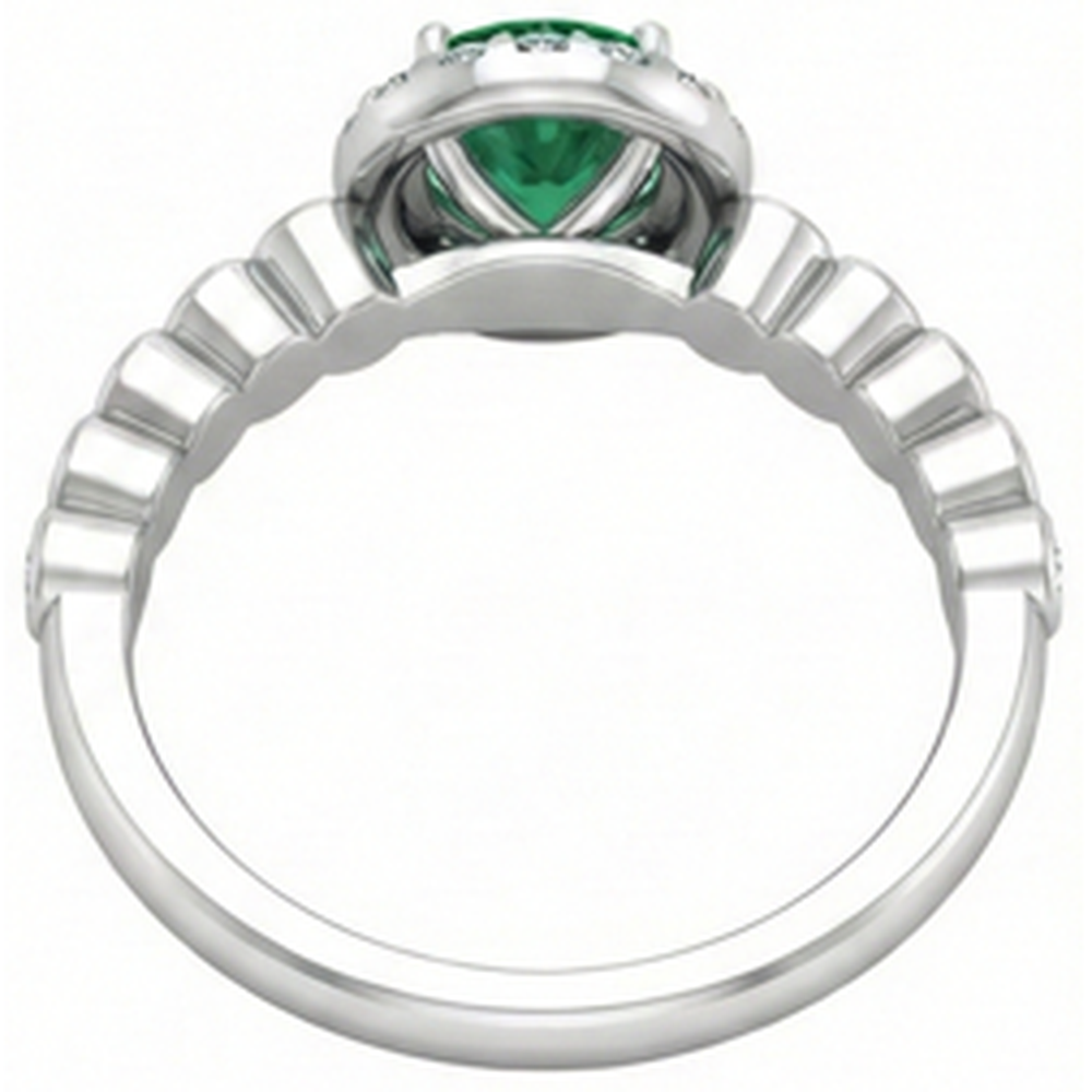 natural round emerald 8.15ct ring with diamond accents