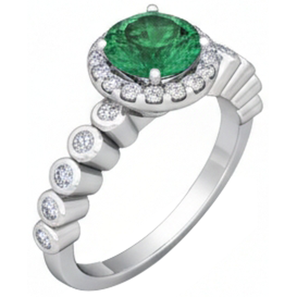 natural round emerald 8.15ct ring side angle