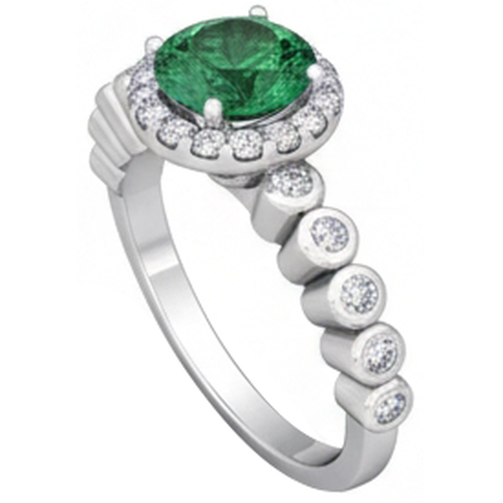 natural round emerald 8.15ct ring close up detail