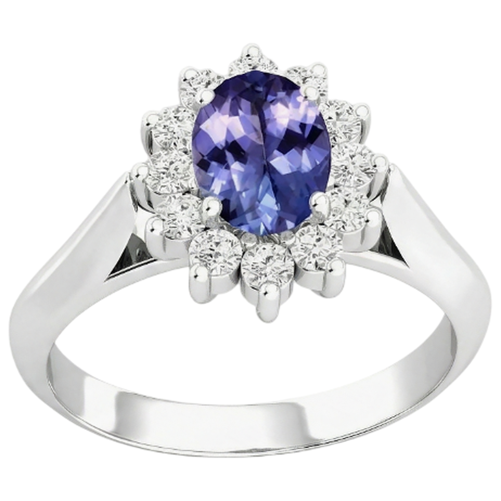 8.25 Carats Tanzanite With Natural Earth Mined Diamond ( Not Lab Grown )s Wedding Ring White Gold 14K