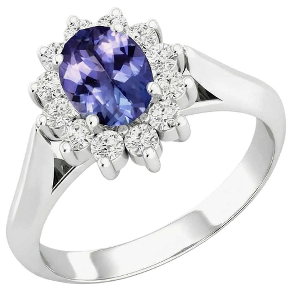 8.25 Carats Tanzanite With Natural Earth Mined Diamond ( Not Lab Grown )s Wedding Ring White Gold 14K