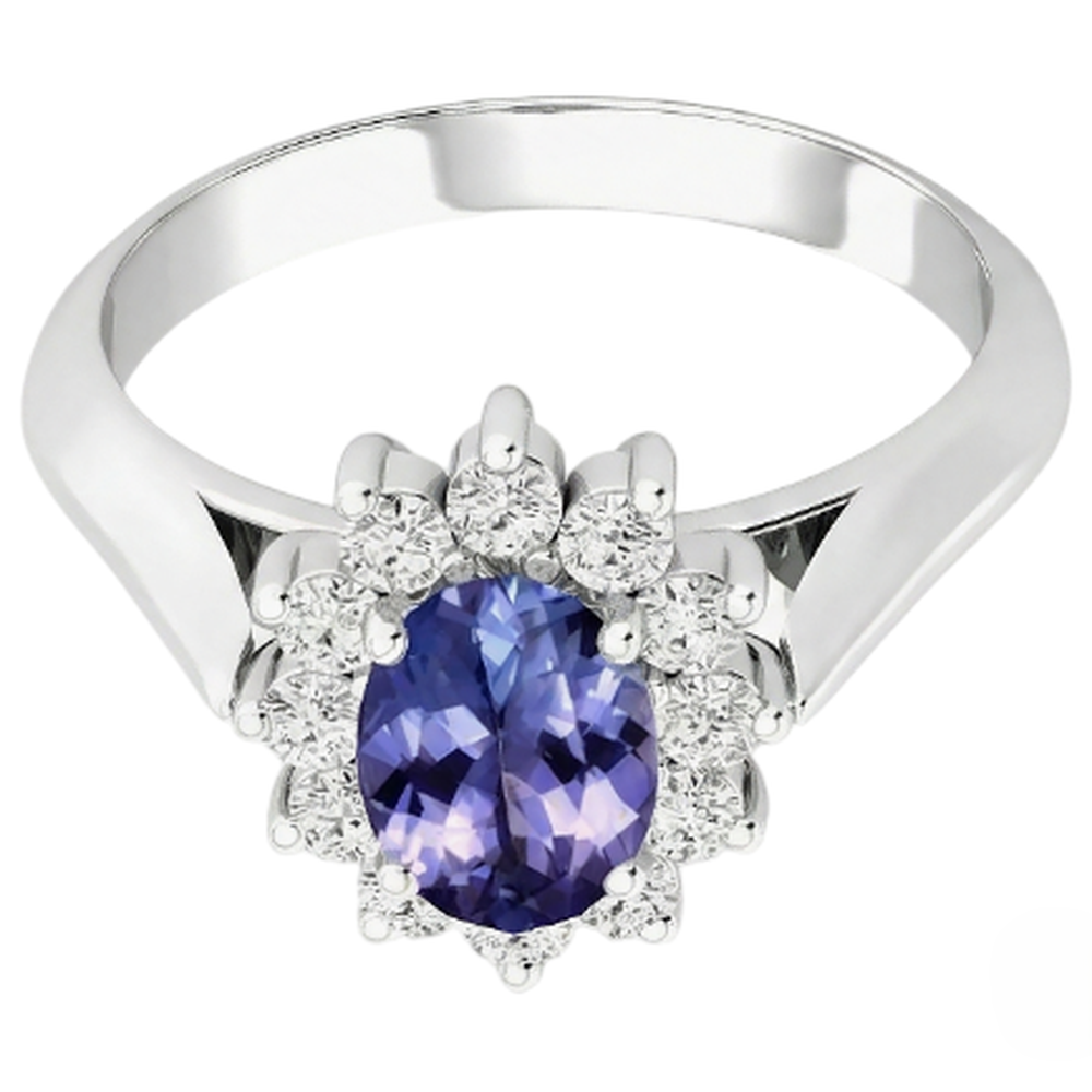8.25 Carats Tanzanite With Natural Earth Mined Diamond ( Not Lab Grown )s Wedding Ring White Gold 14K