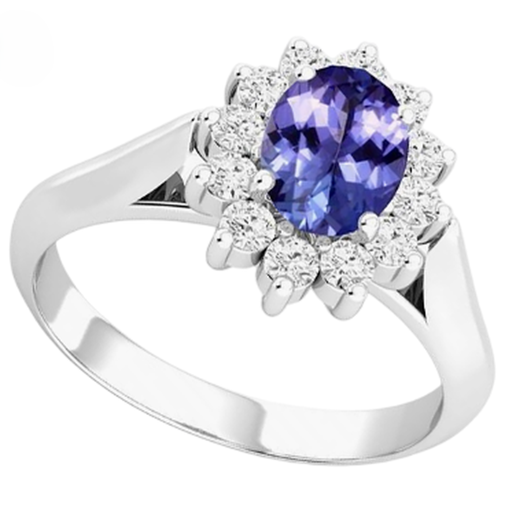 8.25 Carats Tanzanite With Natural Earth Mined Diamond ( Not Lab Grown )s Wedding Ring White Gold 14K