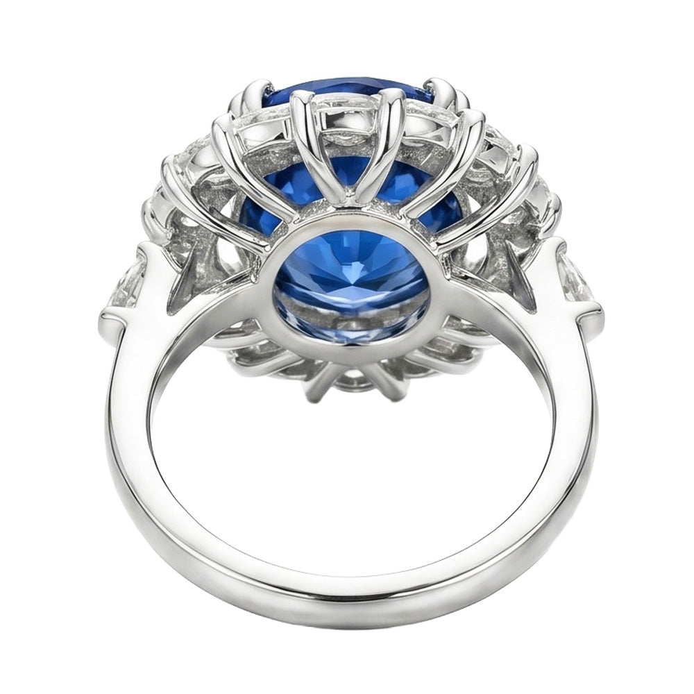 8.25 Ct. Big Sri Lanka Sapphire And Marquise Natural Earth Mined Diamond ( Not Lab Grown ) s Ring